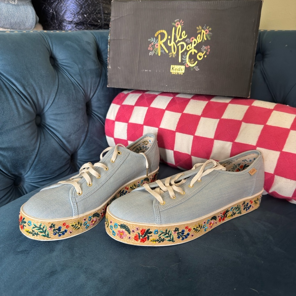 Keds Rifle Paper Co Rosalie Triple Kick Espadrille Shoes - Size 11